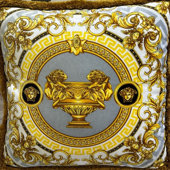 Versace Le Vase Baroque Silk Decorative Pillow, 18" x 18". Baroque Pillow - Picture 1 of 3